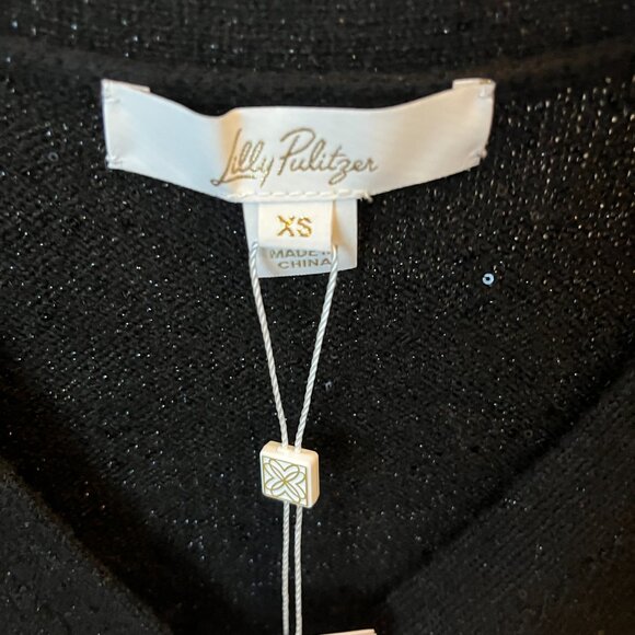 Lilly Pulitzer Averlie Black Sequin Cardigan Size XS NWT - Picture 6 of 8